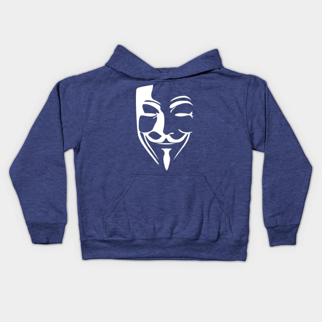 Anonymous Face White Kids Hoodie by Urbanic